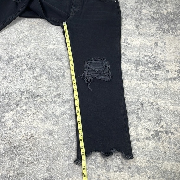 Free People Maggie Mid Rise Straight Jeans Cropped Distressed Ripped Sz 29 - Picture 8 of 12